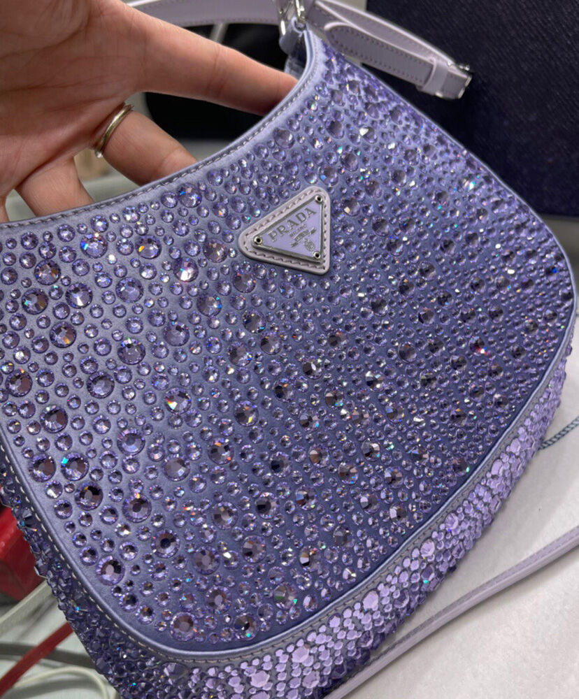 Prada Cleo Satin Bag With Appliques 1BC169 Purple