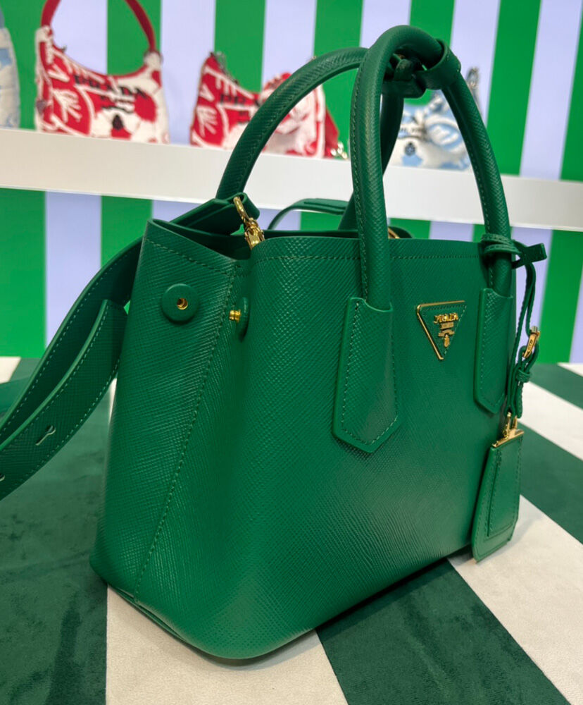 Prada Double Saffiano Leather Mini Bag Green