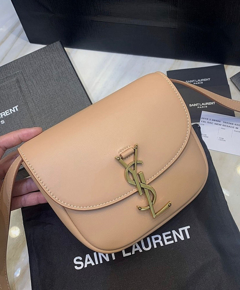 Saint Laurent Kaia mini leather shoulder bag Apricot