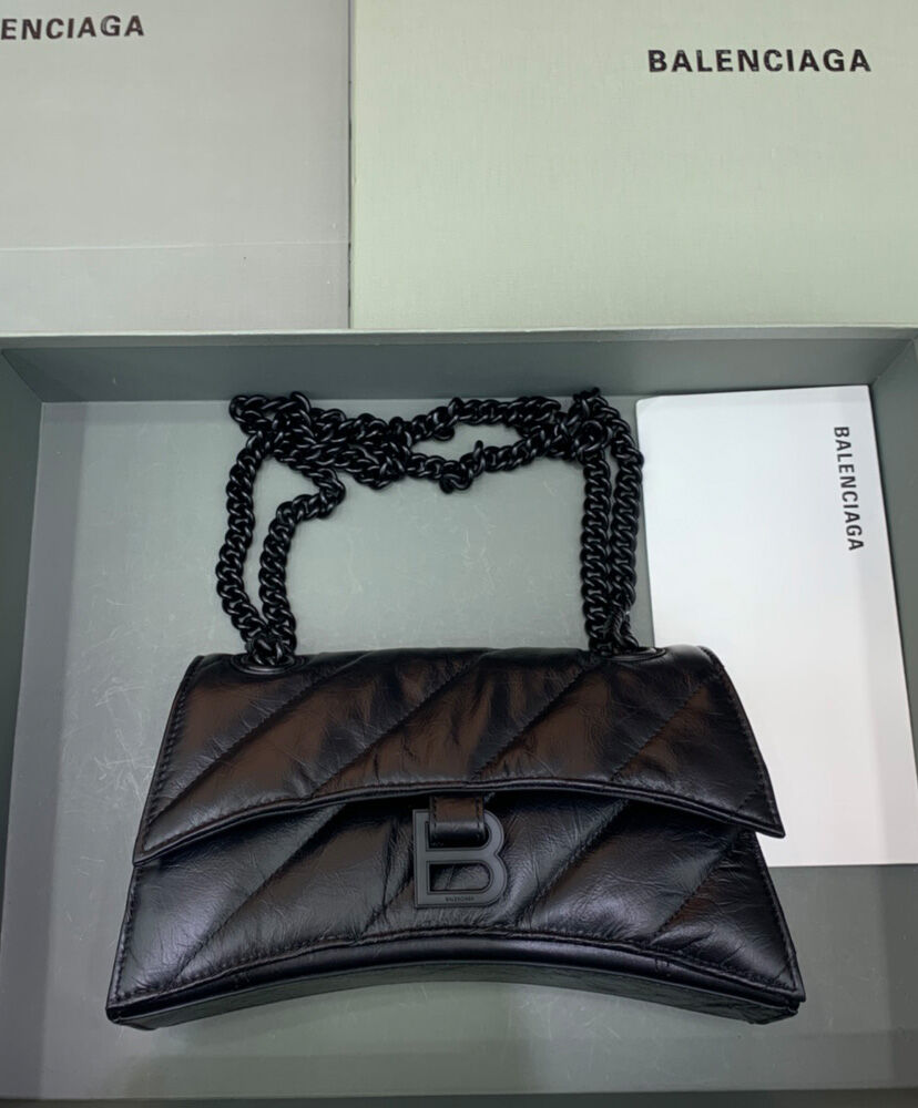 Balenciaga Crush Small Chain Bag Quilted Black