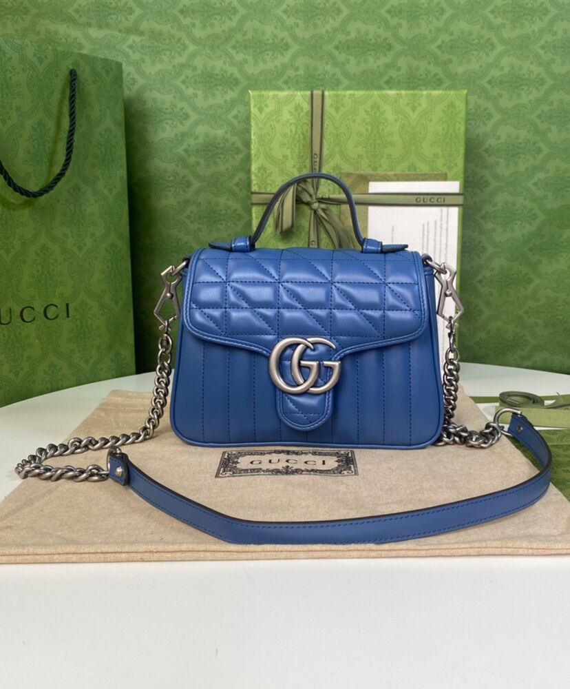 Gucci GG Marmont Mini Top Handle Bag Blue