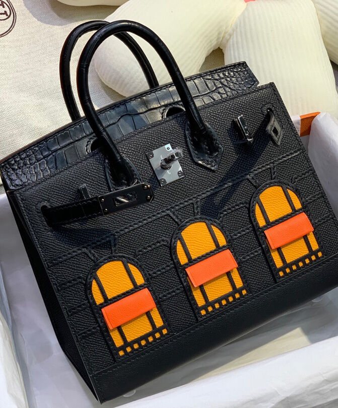 Hermes Sac Faubourg Birkin 20 So Matte Alligator Hardware Black