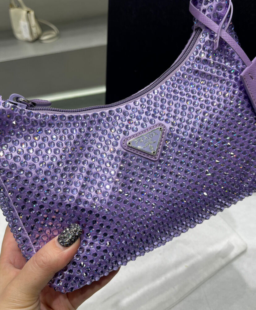 Prada Satin Mini-bag With Artificial Crystals Purple