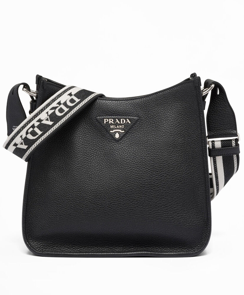 Prada Leather Hobo Bag 1BC073 Black
