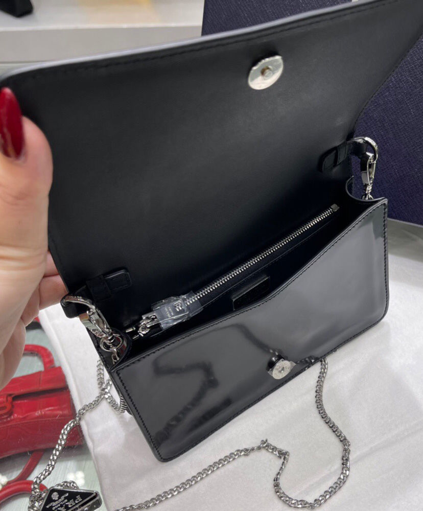 Prada Brushed Leather Shoulder Bag 1BD307 Black