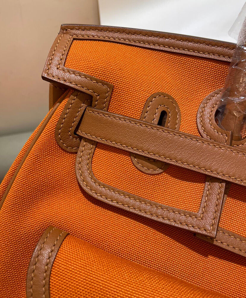 Hermes Birkin 35 Canvas   Swift Leather Cargo Orange