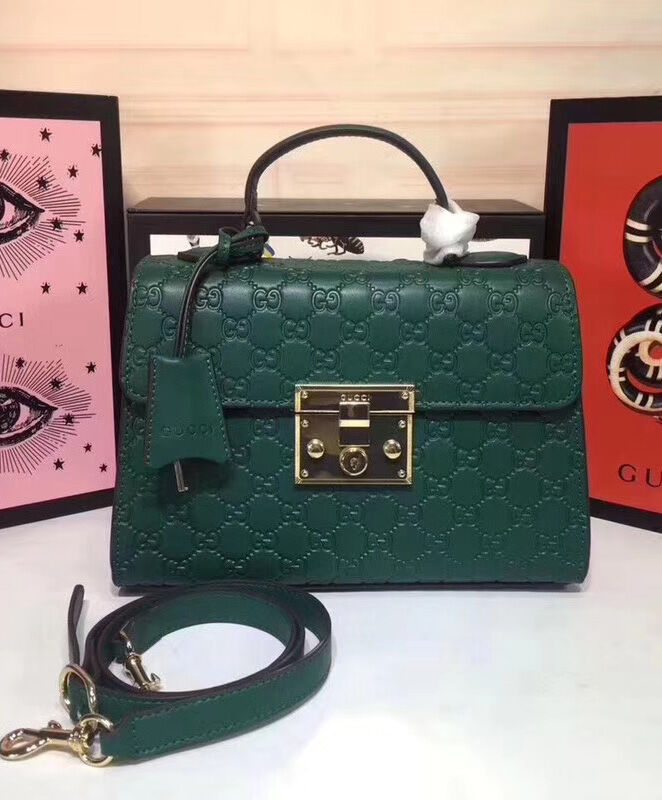 Gucci Padlock small Gucci Signature top handle bag 453188 Green