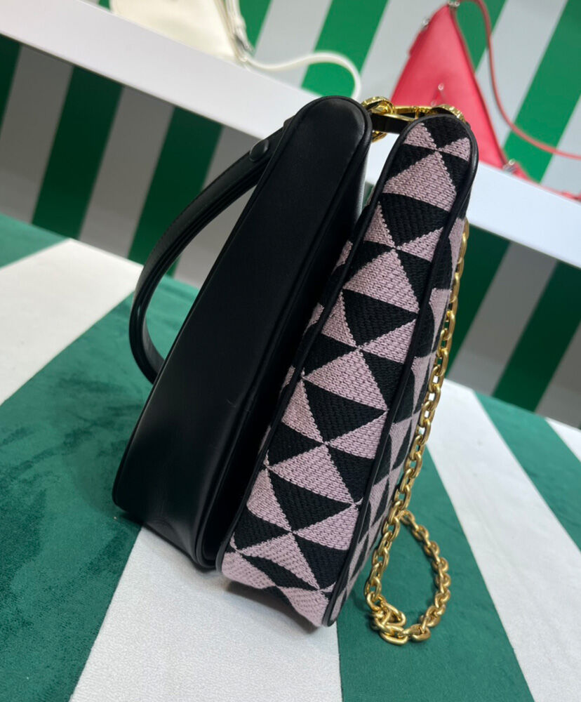 Prada Symbole Leather And Fabric Mini Bag 1BC176 Pink
