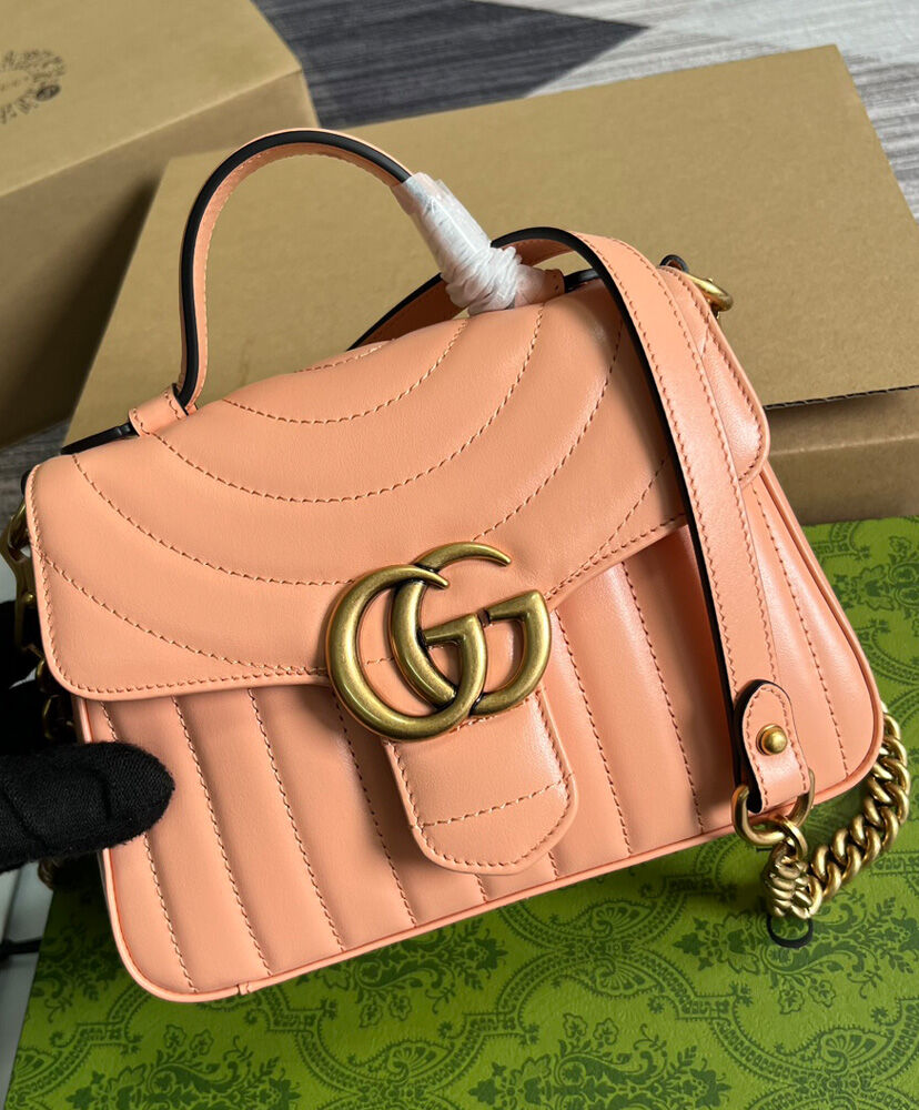 Gucci GG Marmont Mini Top Handle Bag 547260 Pink