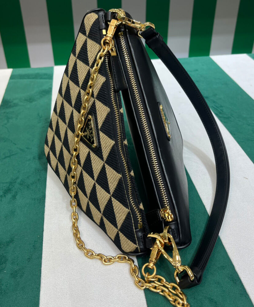 Prada Symbole Leather And Fabric Mini Bag 1BC176 Apricot