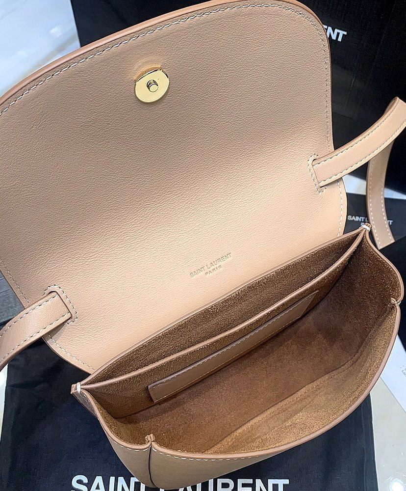 Saint Laurent Kaia mini leather shoulder bag Apricot
