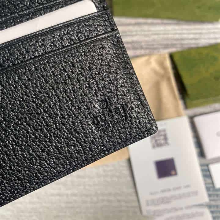 Gucci Men GG Marmont Leather Bi Fold Wallet Black Metal Free Tanned Leather Double G   WGR005