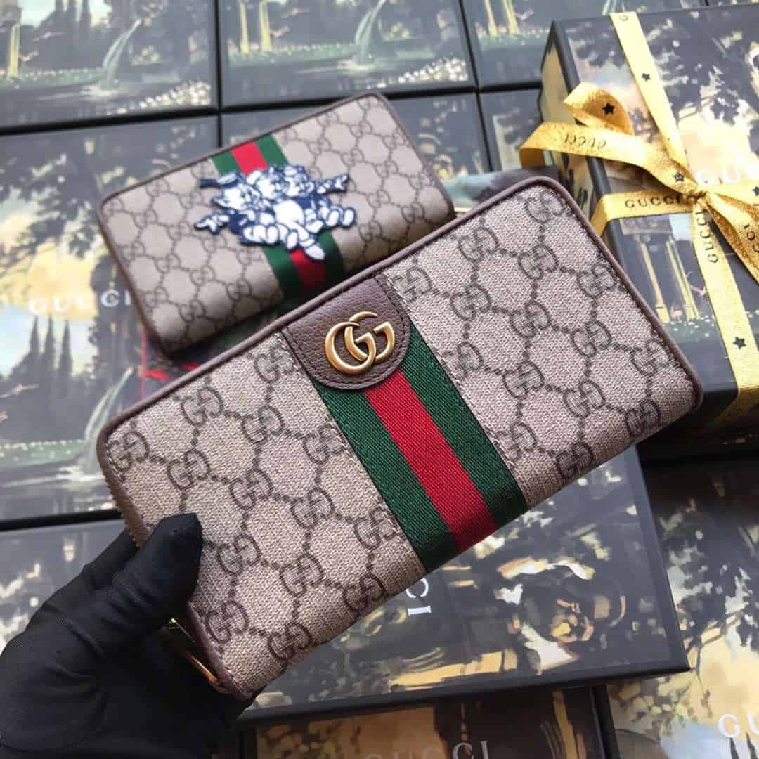 GUCCI OPHIDIA GG ZIP AROUND WALLET