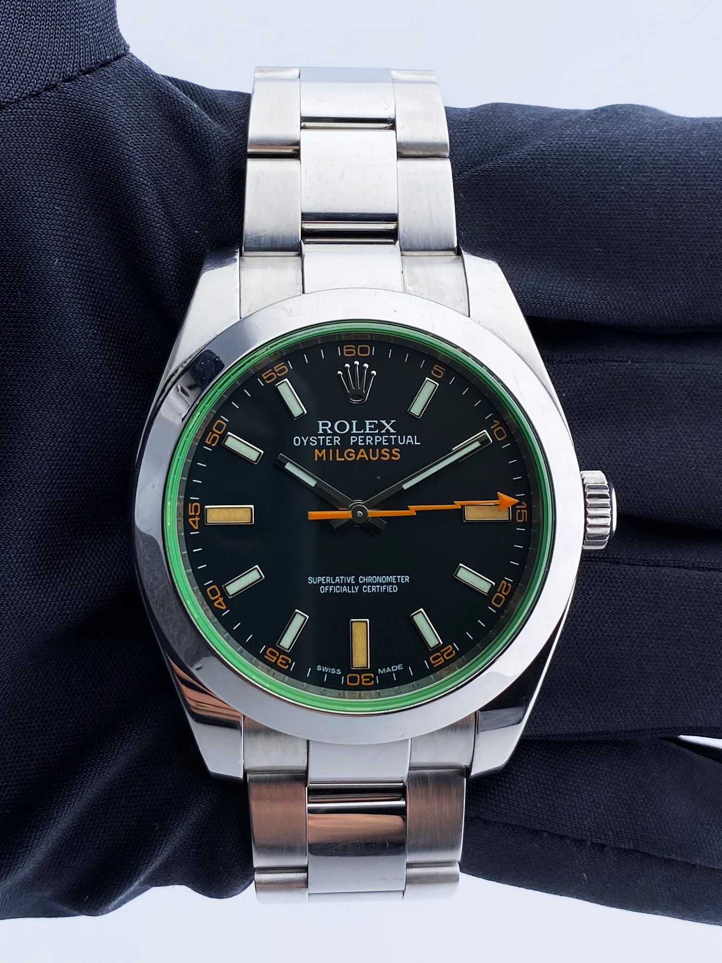 Rolex Milgauss 116400GV Green Crystal Mens Watch