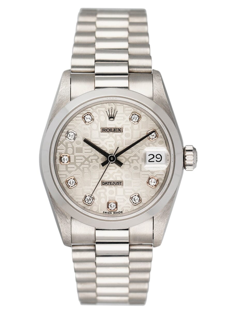 Rolex Datejust 68246 Platinum Diamond Anniversary Dial Midsize Watch