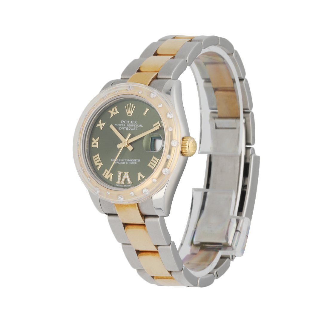 Rolex Datejust 178343 18K Yellow Gold Bezel W/Diamonds Ladies Box Papers