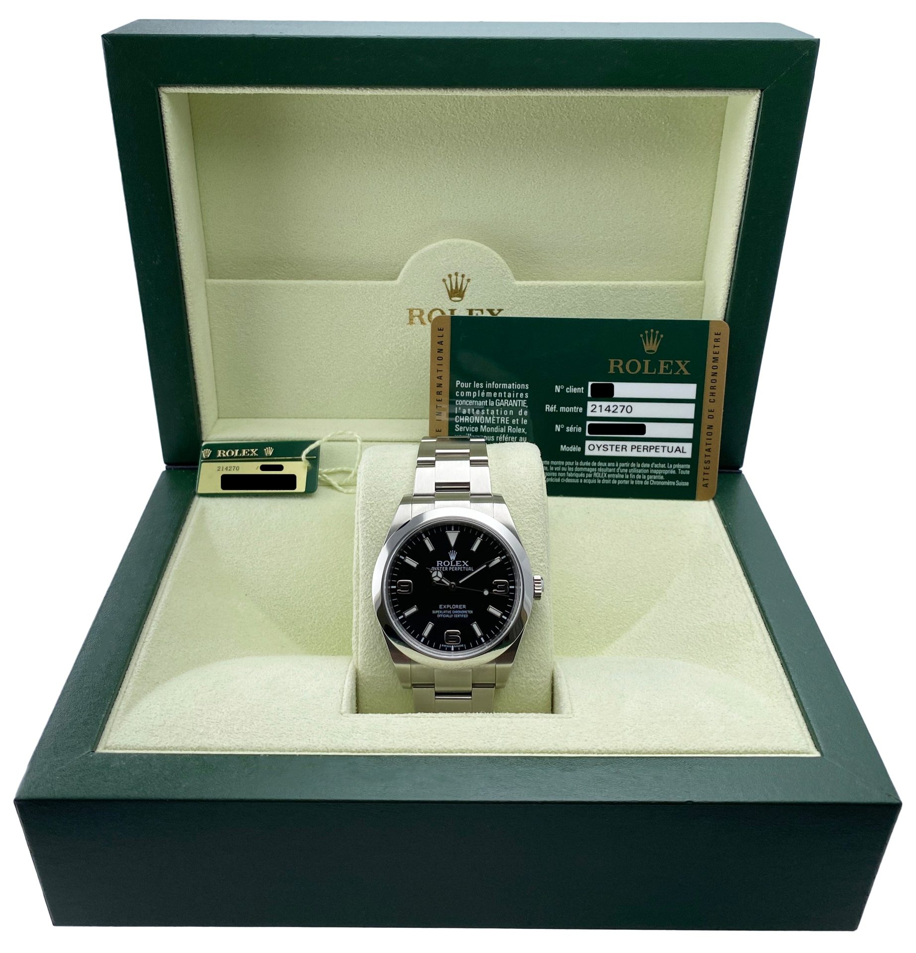 Rolex Explorer 214270 Black Dial Mens Watch Box   Papers