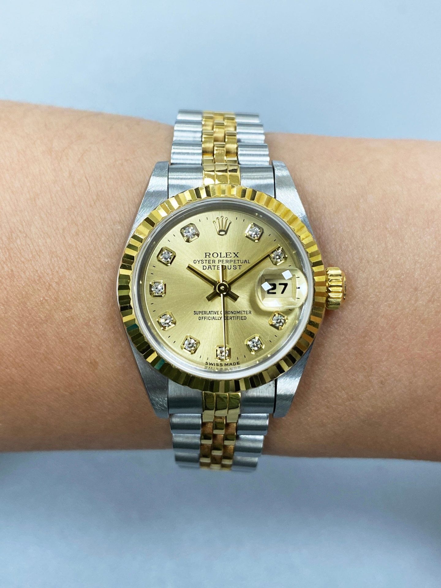 Rolex Datejust 69173 Diamond Dial Ladies Watch Box   Papers