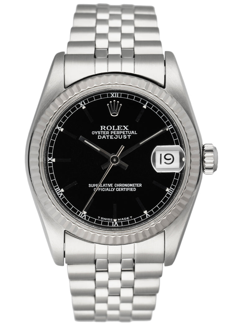 Rolex Datejust 68274 Black Dial Midsize Ladies Watch
