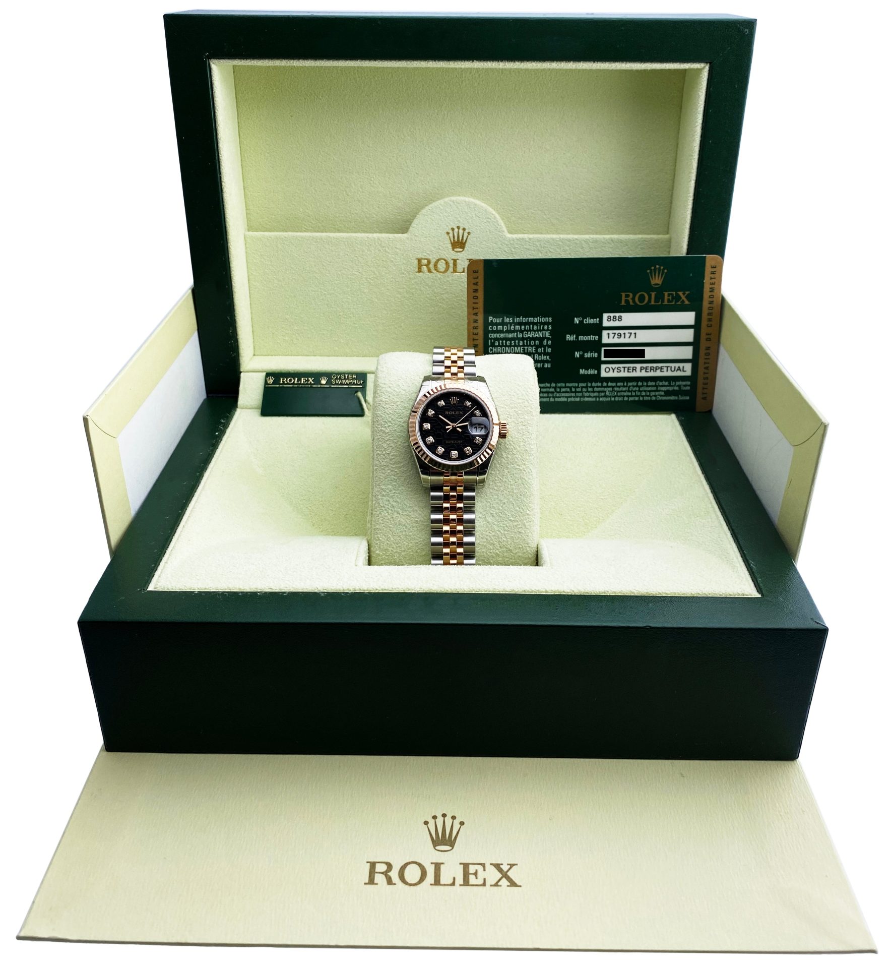 Rolex Datejust 179171 Anniversary Diamond Dial Ladies Watch Box Papers