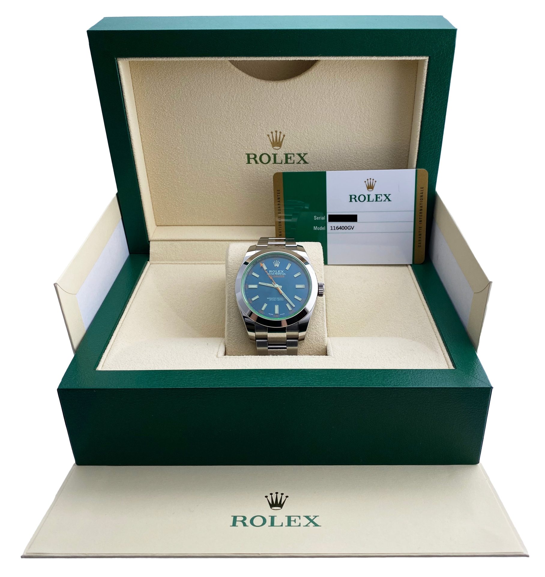Rolex Milgauss 116400GV Blue Dial Mens Watch Box   Papers