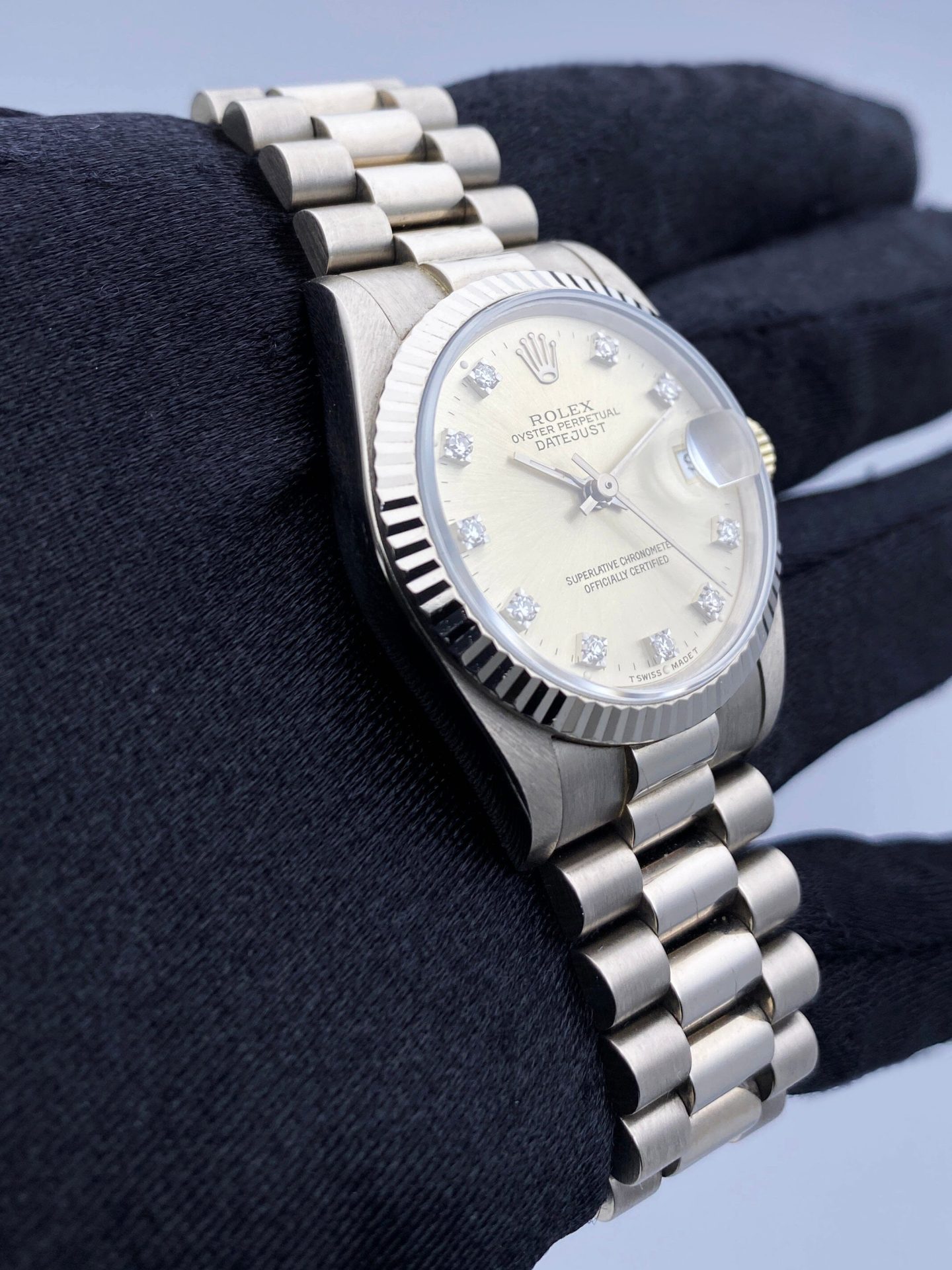 Rolex Datejust 68279 Diamond 18K White Gold Ladies Watch Box Papers