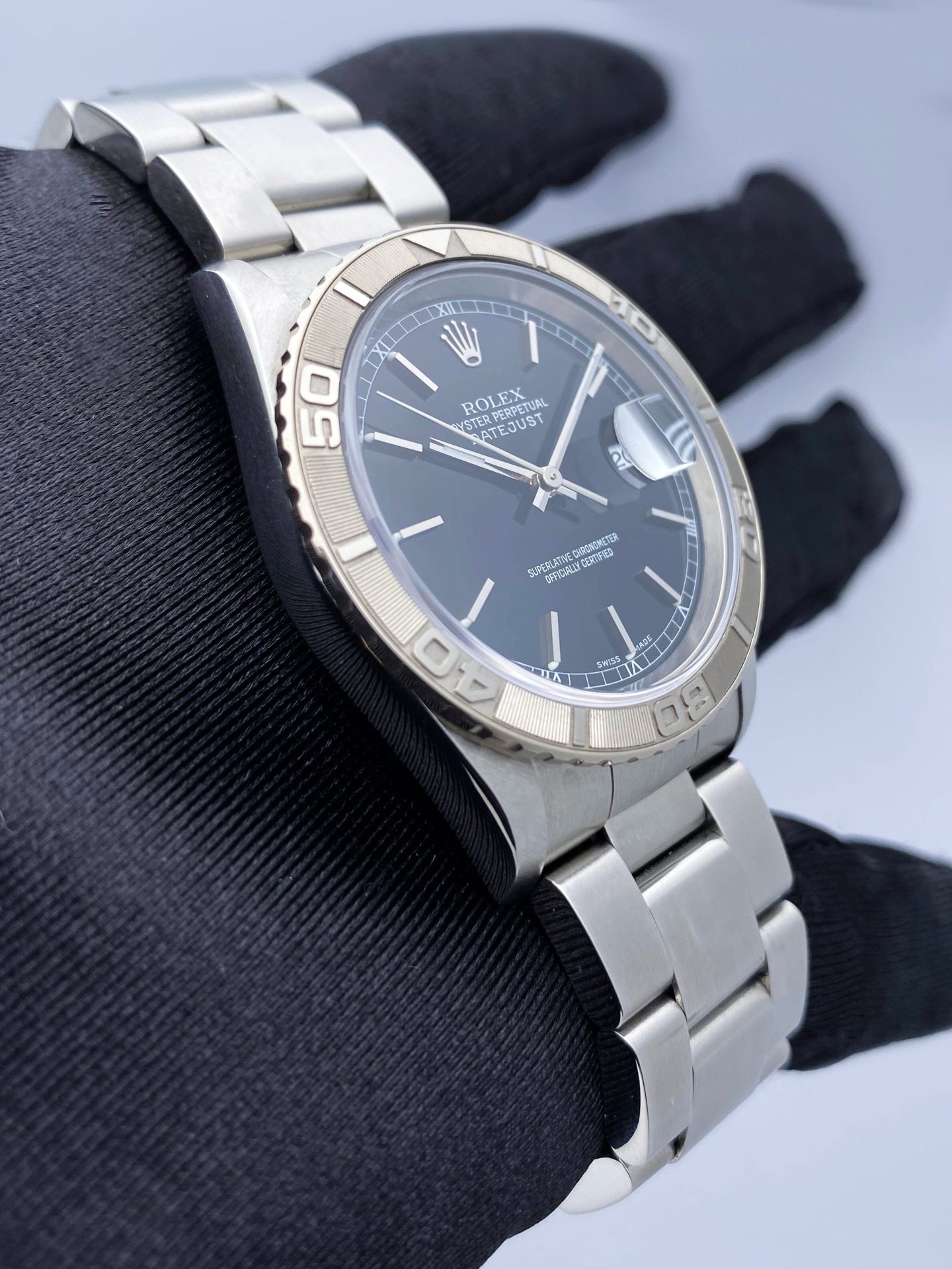 Rolex Oyster Datejust Turn-O-Graph 16264 Black Dial Mens Watch