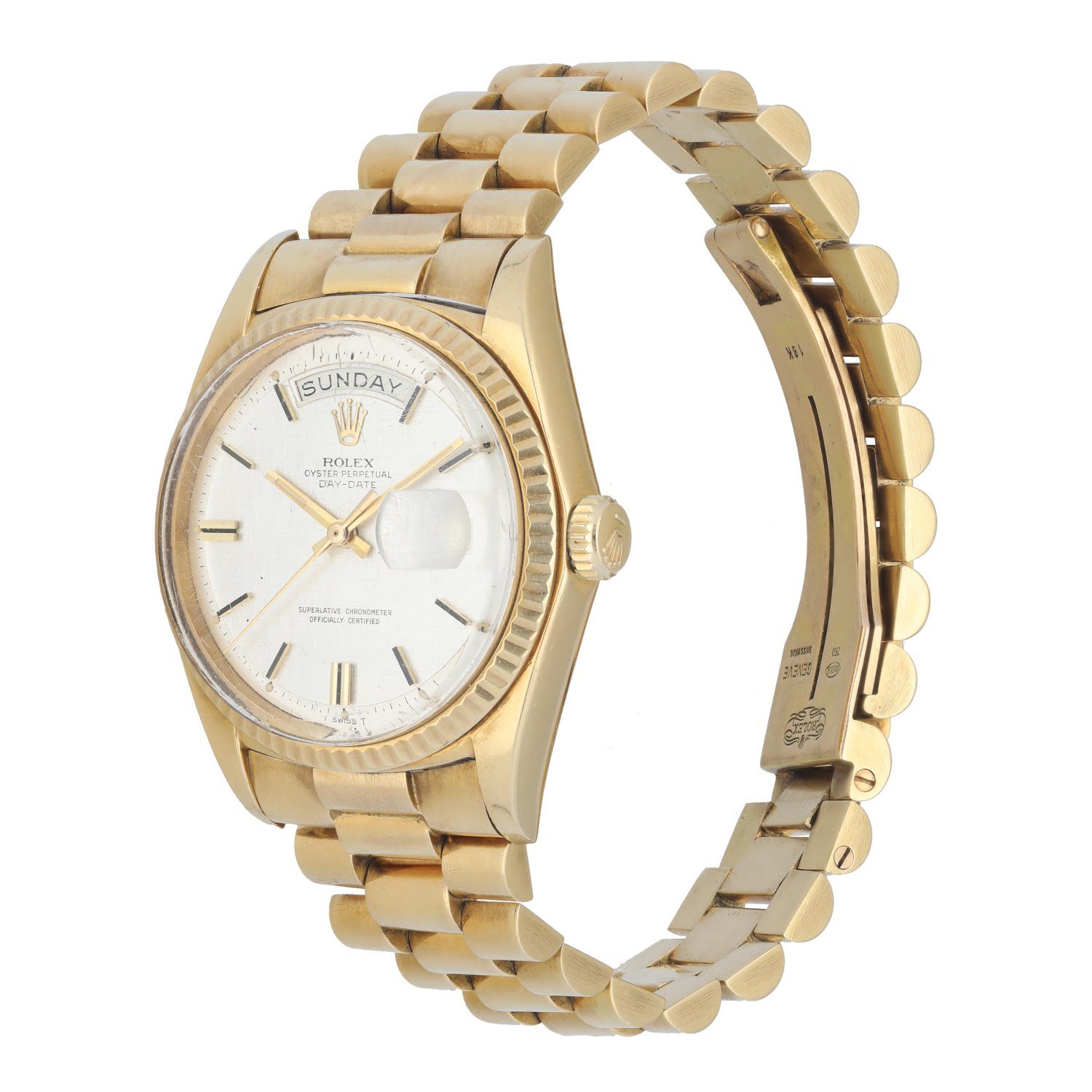 Rolex Day Date President 1803 Yellow Gold Linen Dial Watch Box Papers