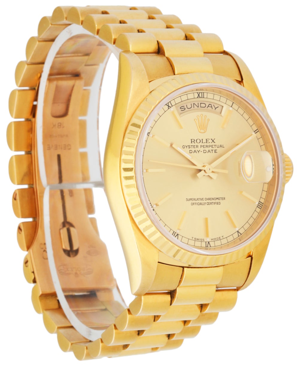 Rolex Day Date 18238 18K Yellow Gold Men s Watch Box   Papers
