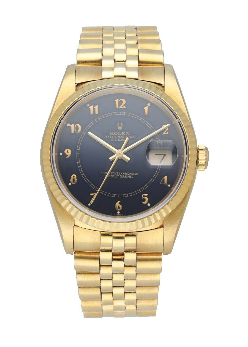 Rolex Datejust 16238 18k Yellow Gold Blue Men��s Watch