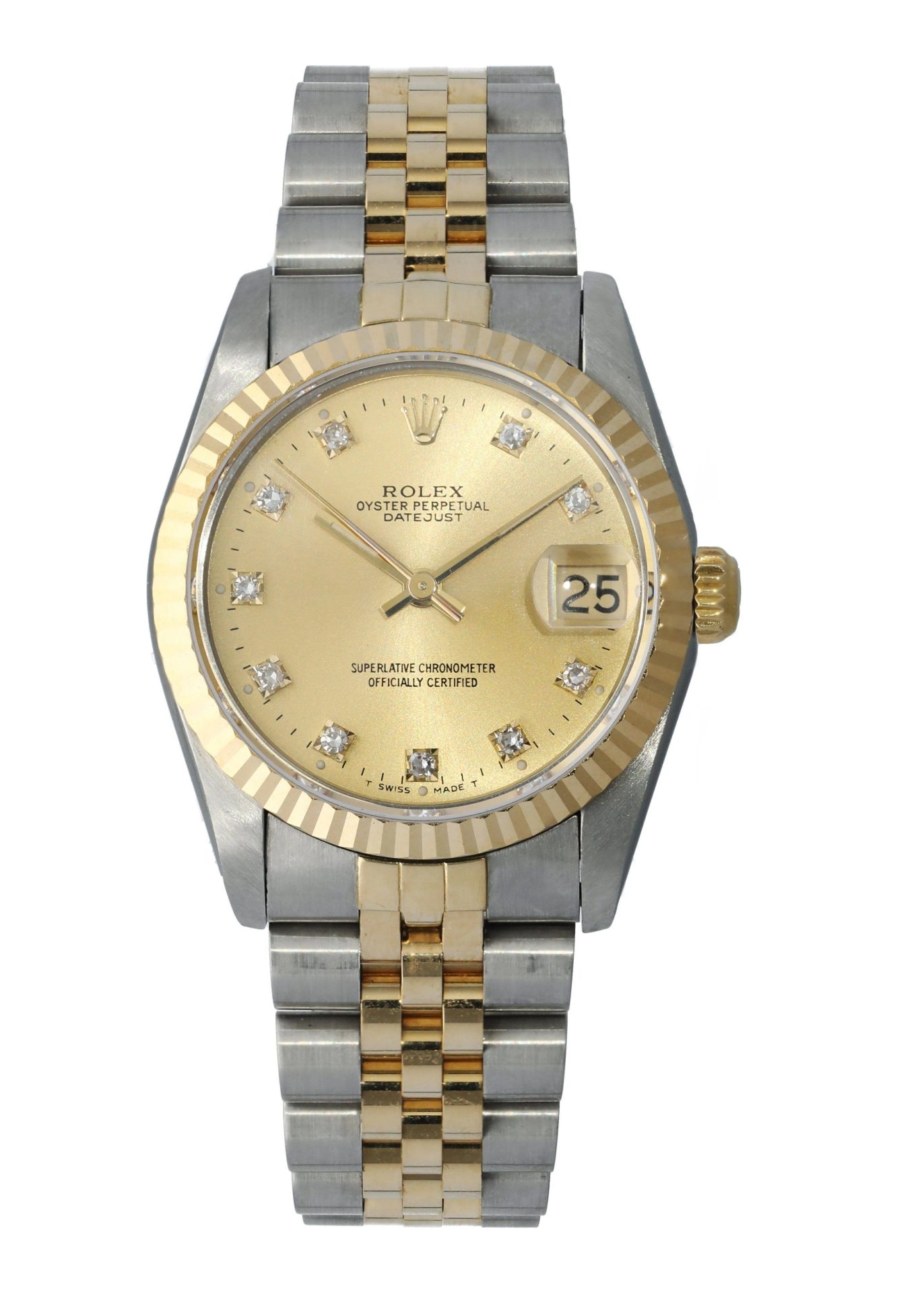 Rolex Datejust 68273 Midsize Diamond Dial Watch Original Papers