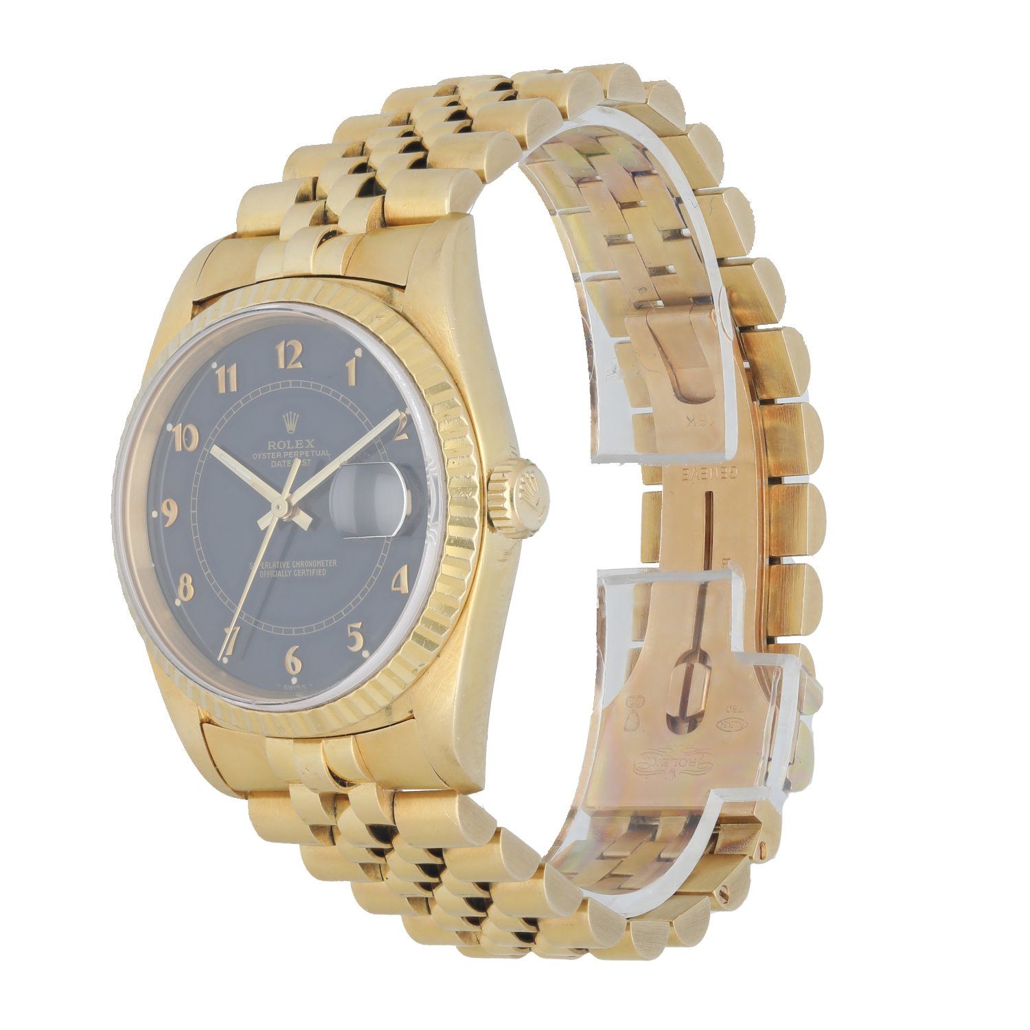 Rolex Datejust 16238 18k Yellow Gold Blue Men��s Watch