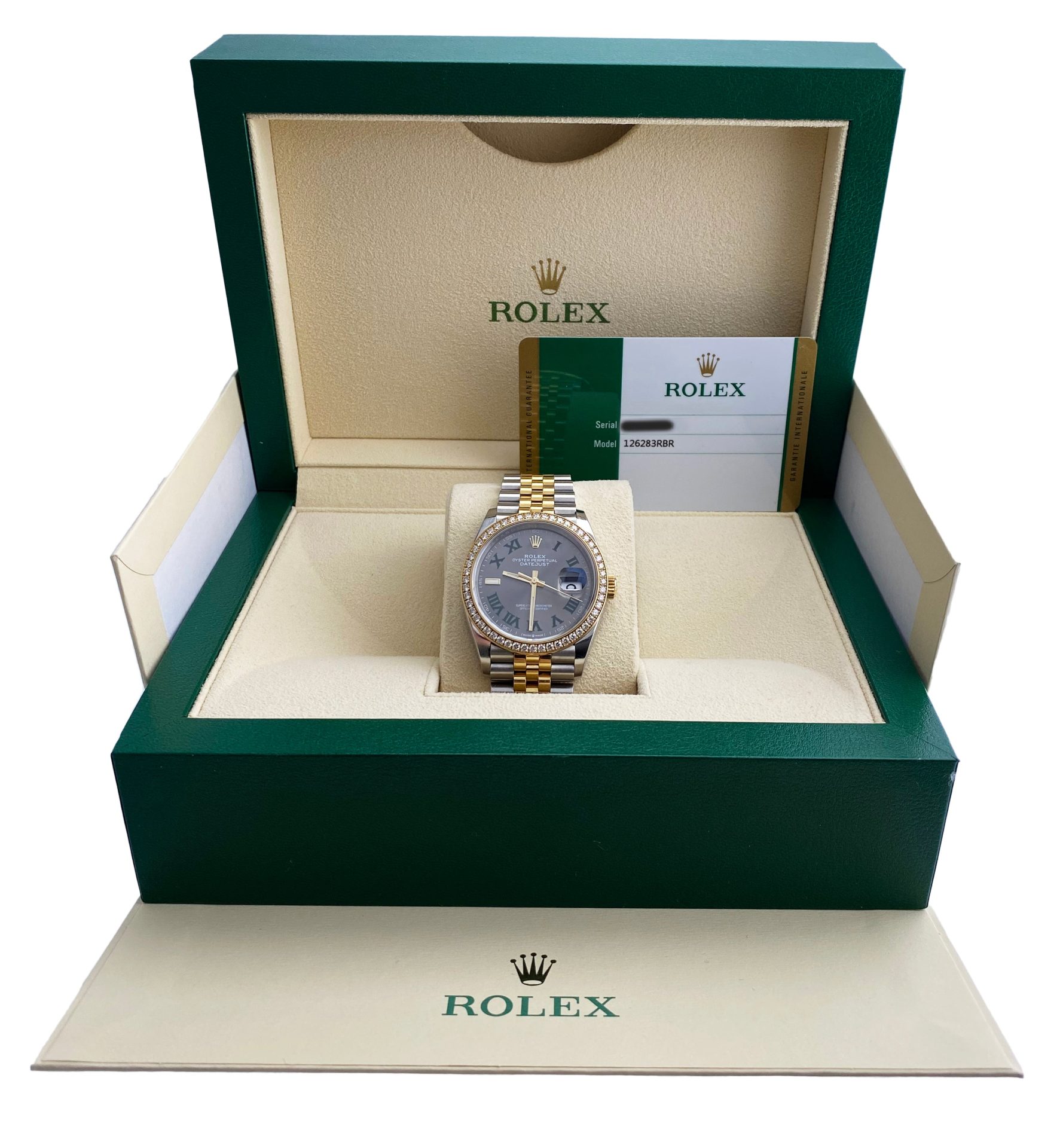 Rolex Datejust Wimbledon 126283RBR Diamond Bezel Box   Papers