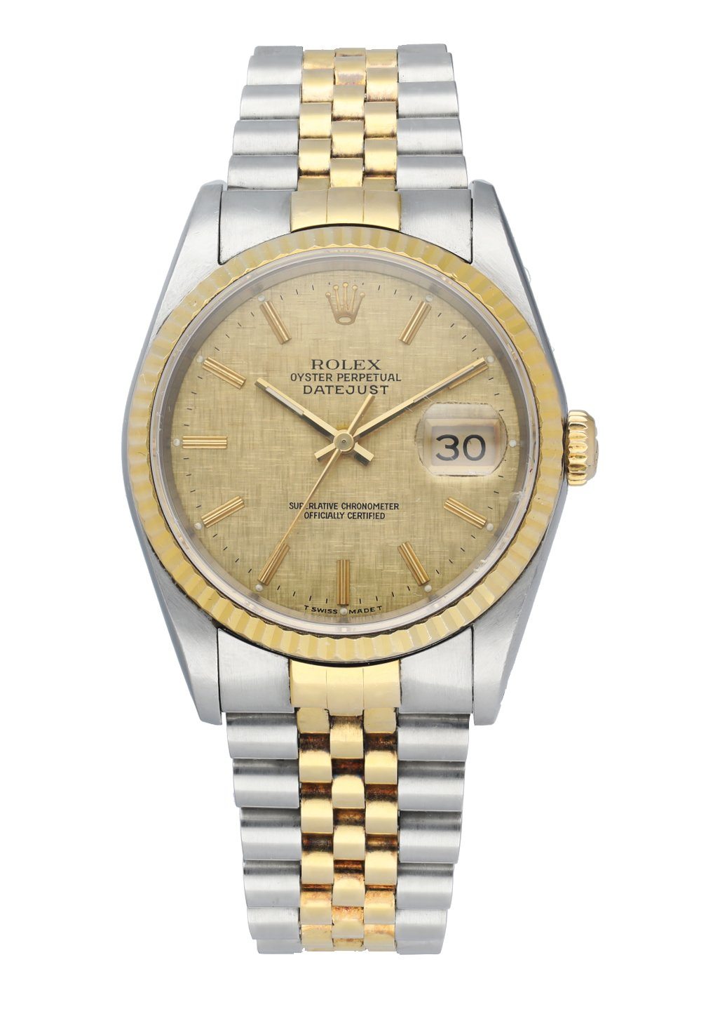 Rolex Datejust 16233 Linen Dial Mens Watch