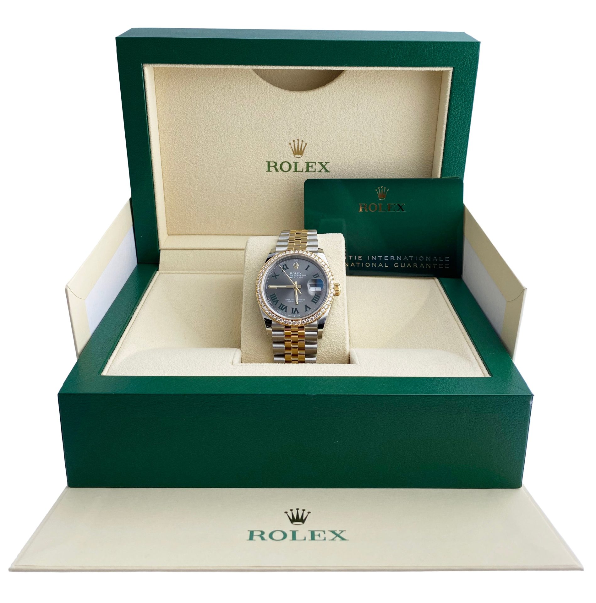 Rolex Datejust Wimbledon NEW 126283RBR Diamond Bezel Watch Box   Papers