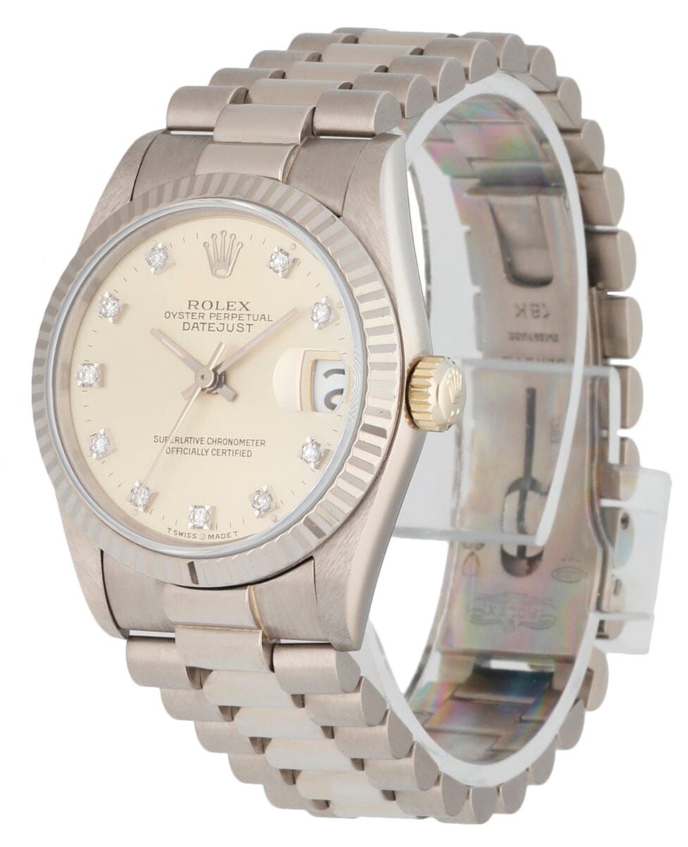 Rolex Datejust 68279 Diamond 18K White Gold Ladies Watch Box Papers