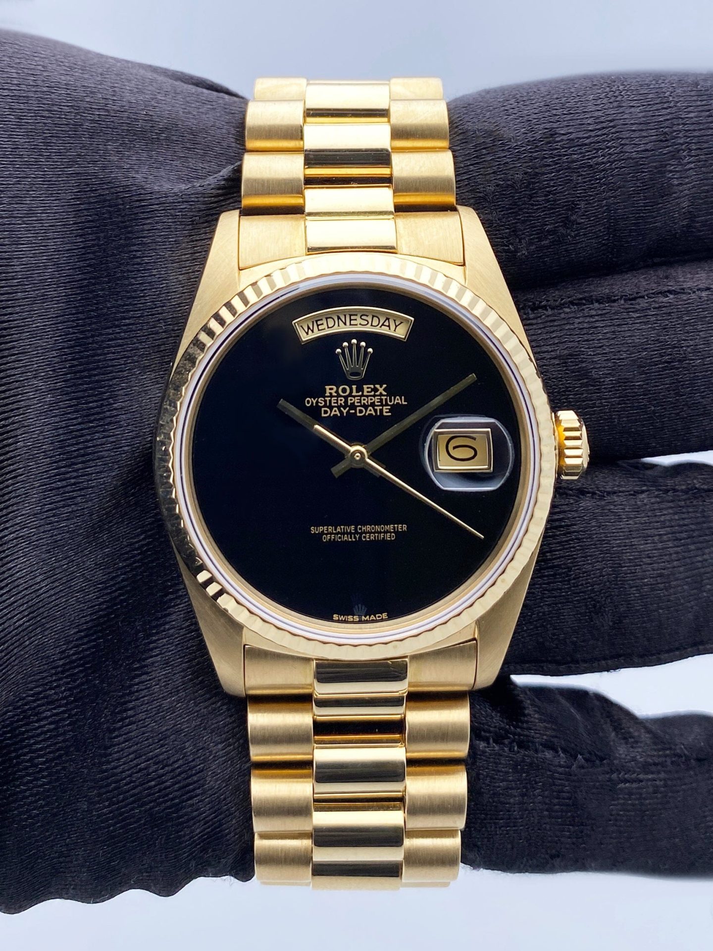 Rolex Day Date 18038 Onyx Dial Mens Watch