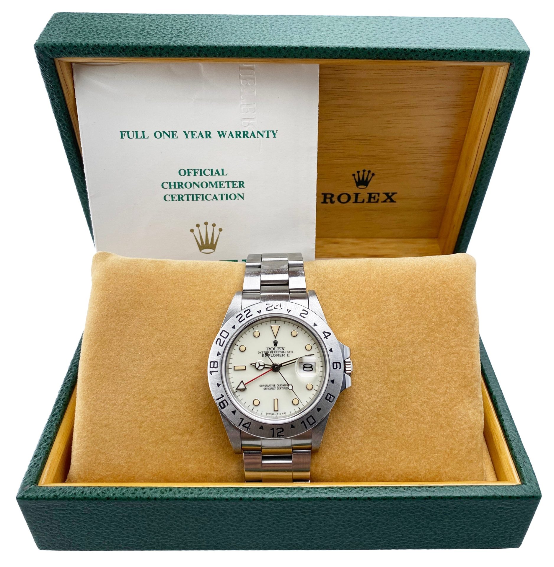 Rolex Explorer II 16550 Cream Dial Vintage Mens Watch Box Papers