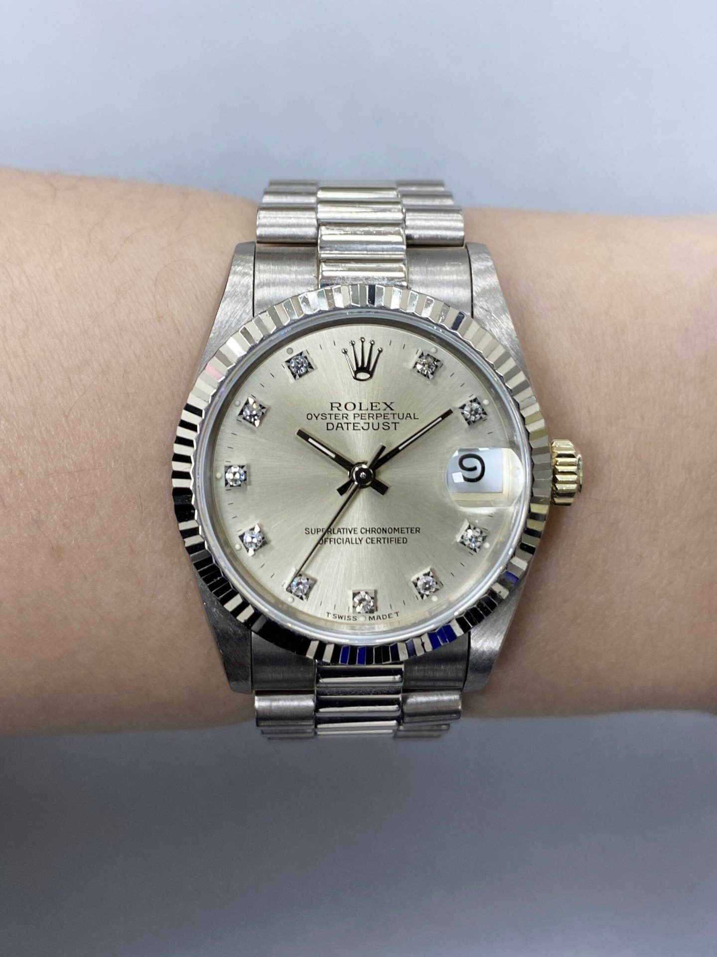 Rolex Datejust 68279 Diamond 18K White Gold Ladies Watch Box Papers