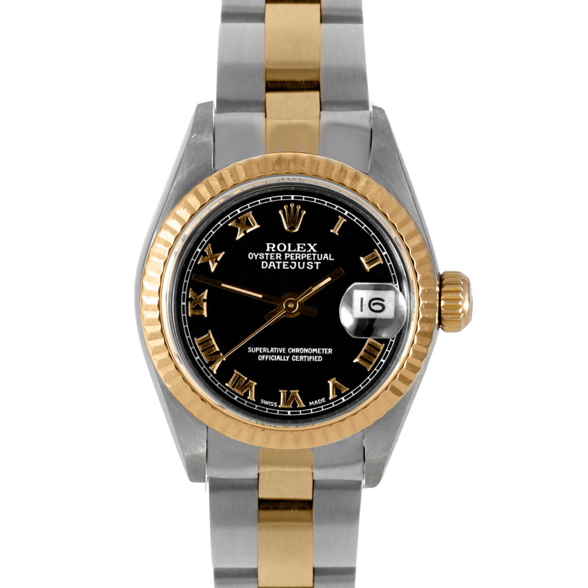 Rolex Ladies 26mm Datejust 6917 Black roman Fluted oyster