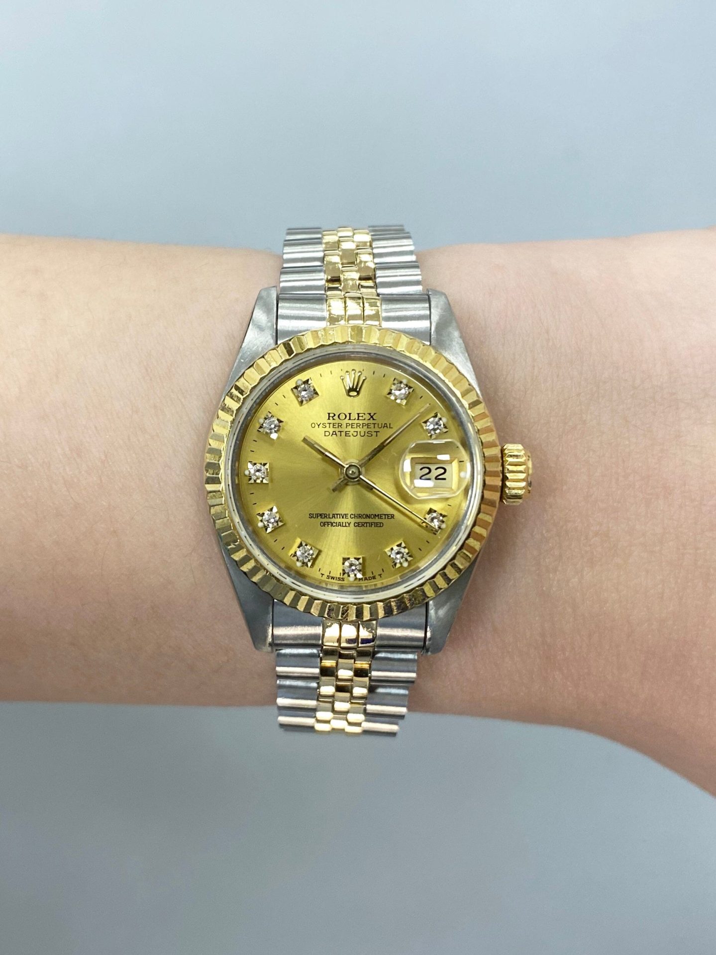 Rolex Datejust 69173 Diamond Champagne Dial Ladies Watch Box Papers