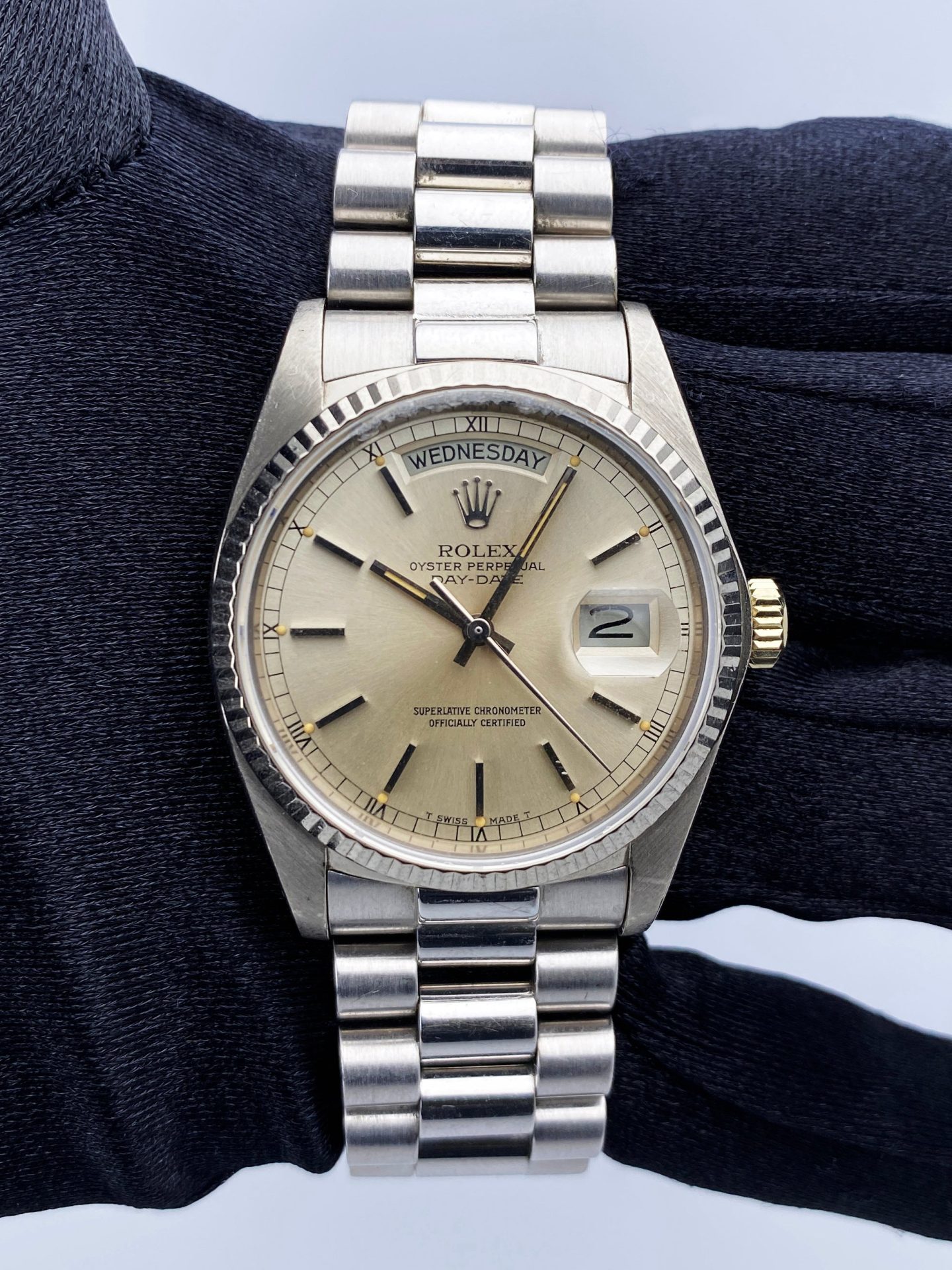 Rolex Day-Date 18039 18K White Gold Mens Watch