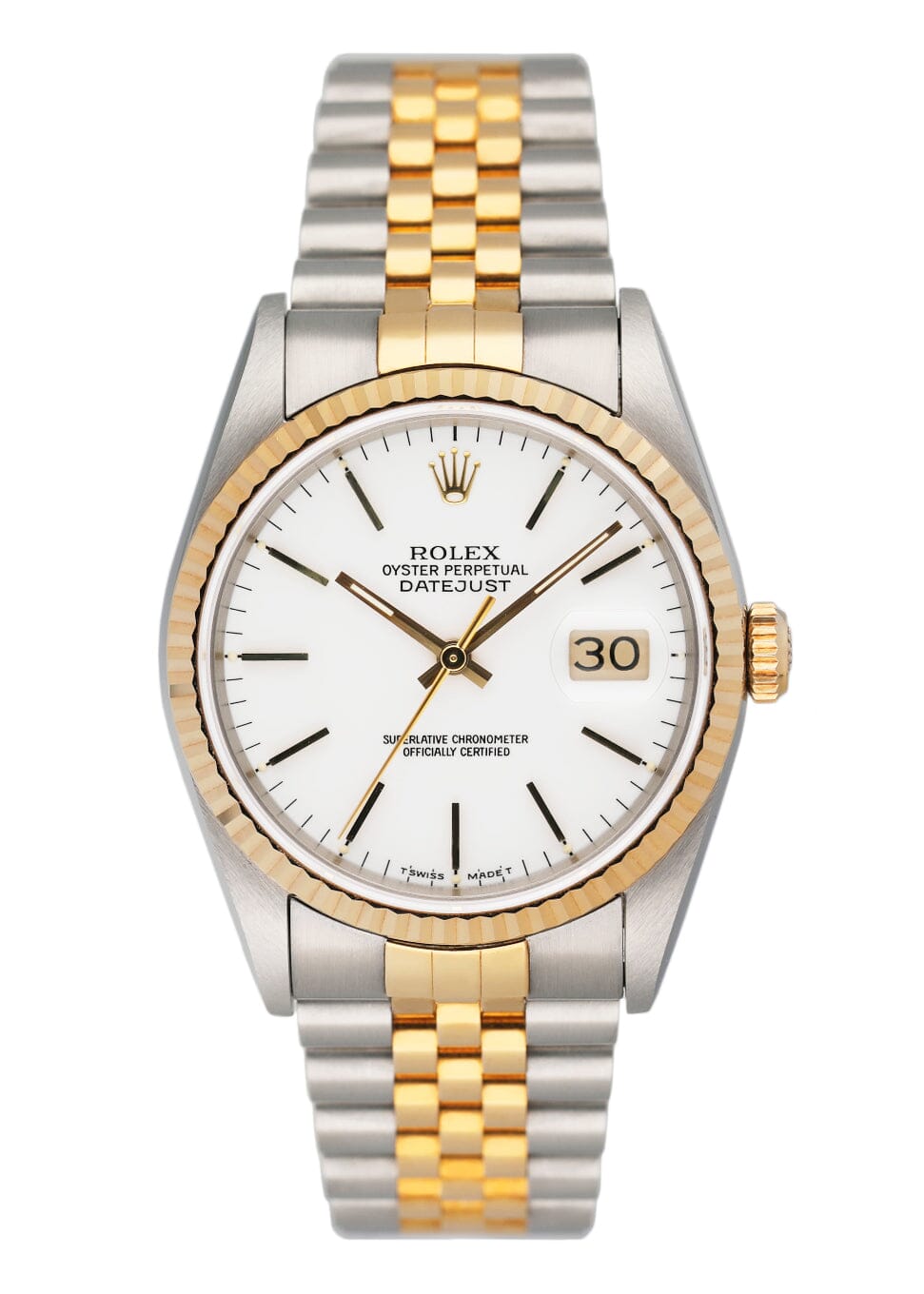 Rolex Datejust 16233 White Porcelaindial Mens Watch Box Papers