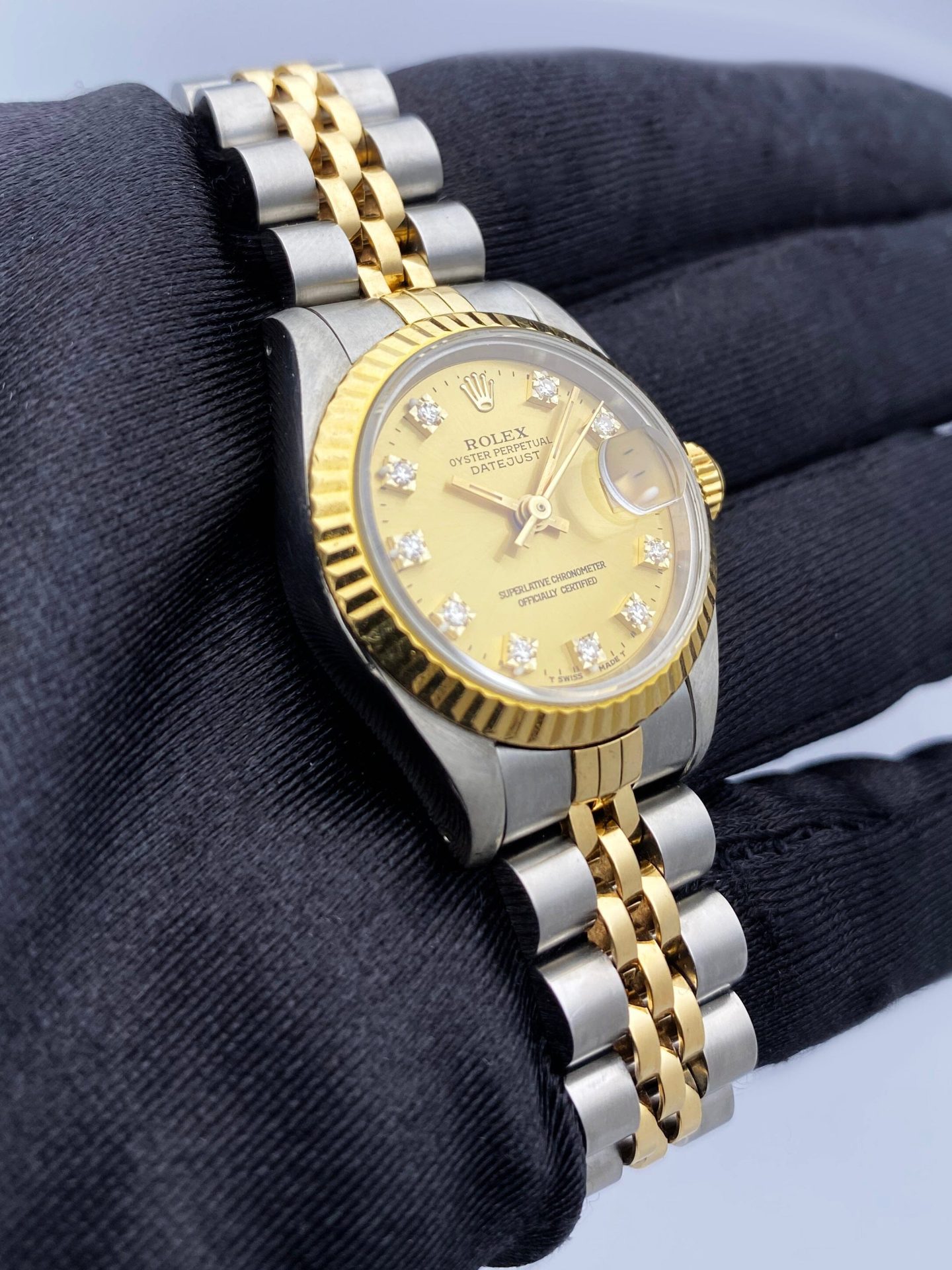 Rolex Datejust 69173 Diamond Champagne Dial Ladies Watch Box Papers