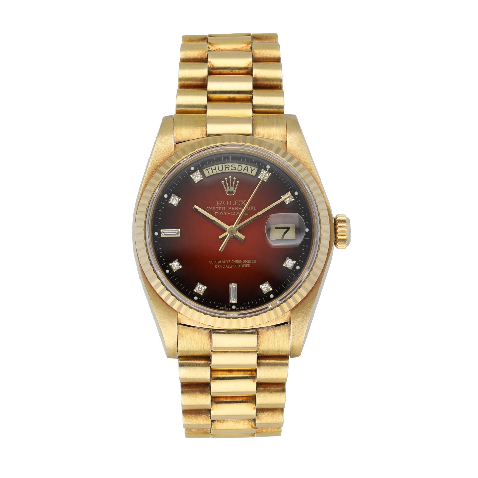 Rolex Day Date President 18038 Red Vignette Diamond Dial mens Watch