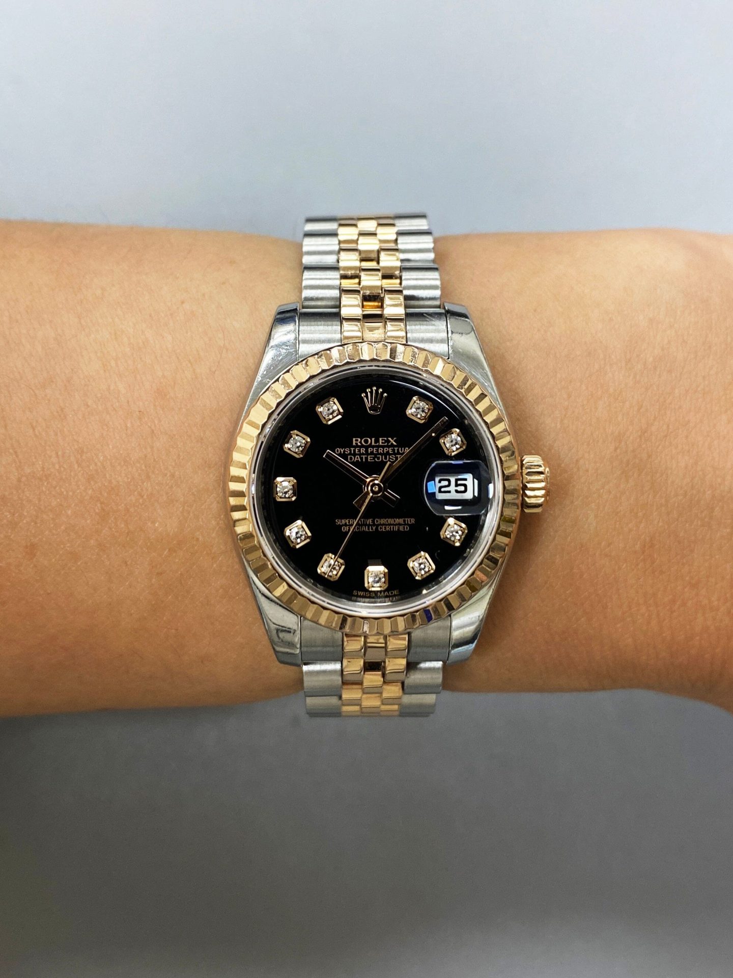 Rolex Datejust 179171 Diamond Black Dial Ladies Watch Box Papers