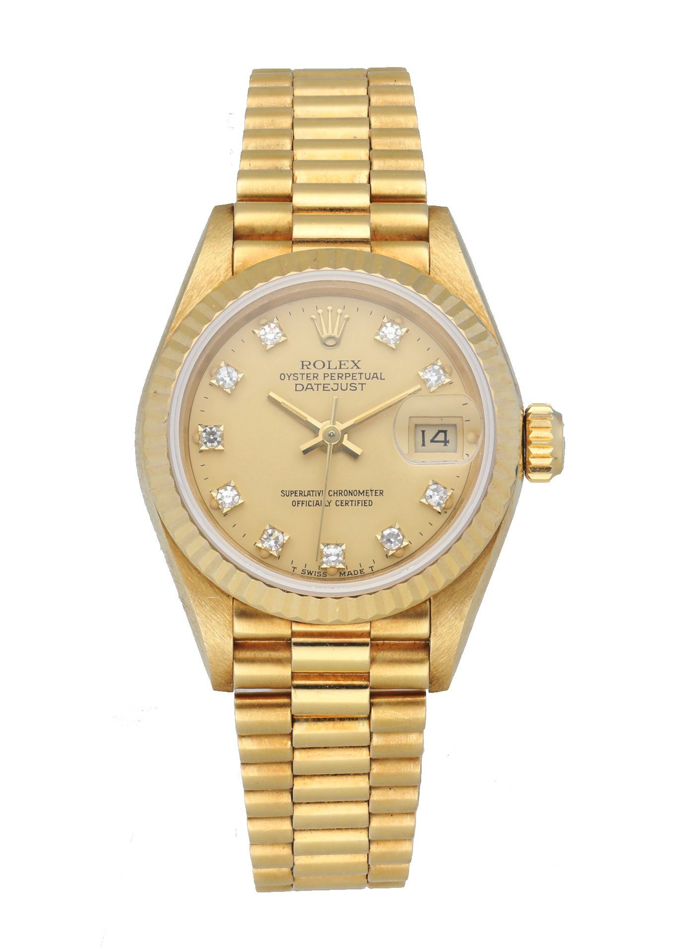Rolex Datejust Diamond Dial 69178 Yellow Gold Ladies Watch
