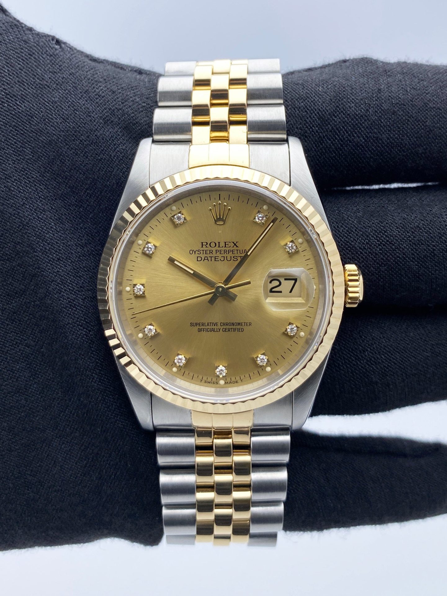 Rolex Datejust 16233 Diamond Dial Mens Watch