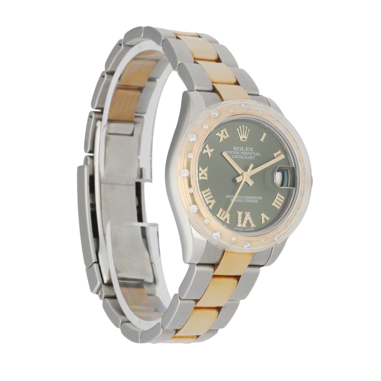Rolex Datejust 178343 18K Yellow Gold Bezel W/Diamonds Ladies Box   Papers