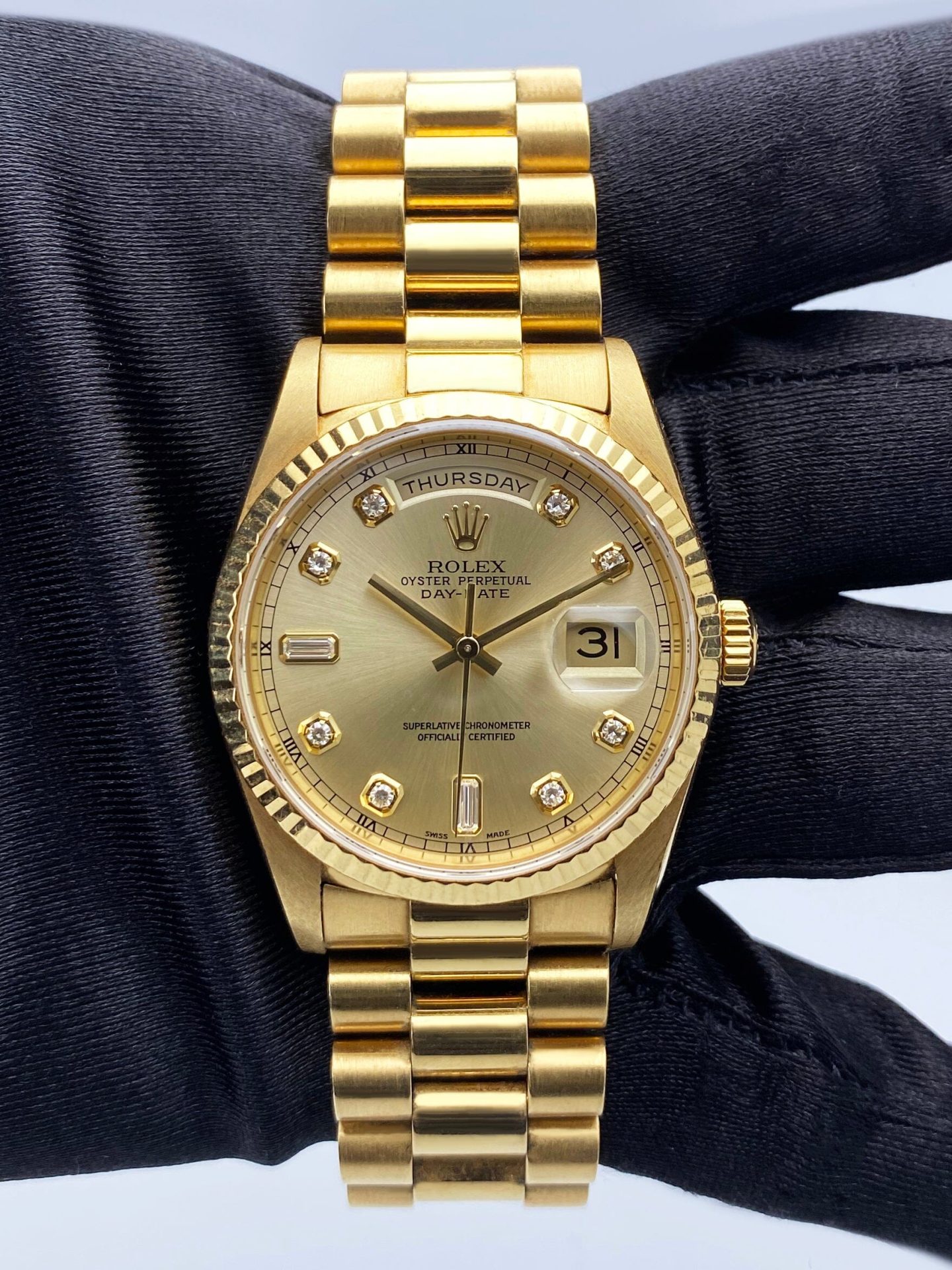 Rolex Day Date 18238 Diamond Champange Dial Mens Watch